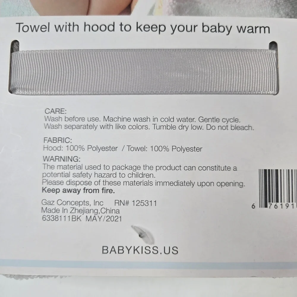 Baby Kiss Hooded Towel Unisex Gray 3 Pack Safari Elephant Chillin Bath‎ Set Gift